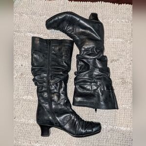 Rieker black leather Slouch Tall boots 36